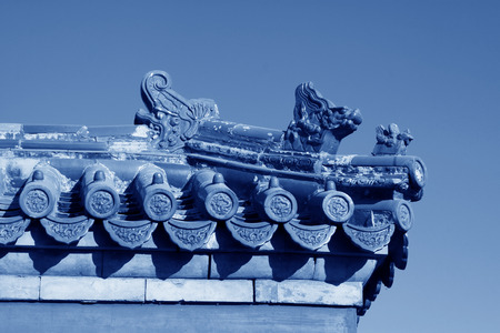 Eaves ridge beast landscape architecture, ZunHua, hebei province, China. の写真素材