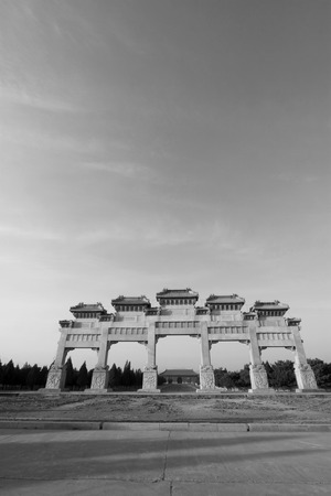ZUNHUA - DECEMBER 15: The stone arch building landscape, in the Eastern Tombs of the Qing Dynasty, on december 15, 2013, ZunHua, hebei province, China. 
のeditorial素材