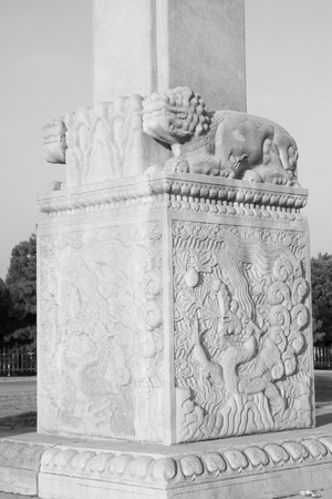 stone archway pillar sculpture in the Eastern Tombs of the Qing Dynasty, chinaのeditorial素材