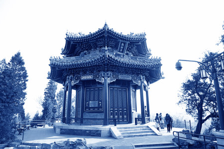BEIJING - DECEMBER 22: The Guanmiao Pavilion landscape architecture of the Jingshan Park, December 22, 2013, Beijing, China. のeditorial素材