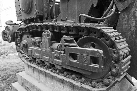 abandoned coal mining machinery caterpillar, in the Kailuan national mine park, on January 2, 2014, tangshan city, hebei province, China.  のeditorial素材