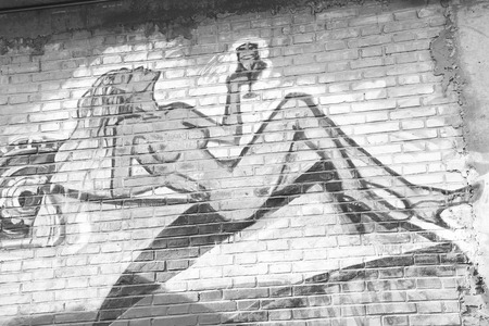 TANGSHAN - JANUARY 2: The naked woman pattern on the wall, in the Kailuan national mine park, on January 2, 2014, tangshan city, hebei province, China.  
のeditorial素材