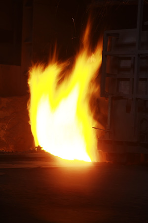red hot molten steel in a iron and steel enterprise production sceneのeditorial素材