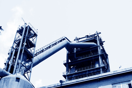 Iron and steel equipment and pipeline in a factoryの写真素材