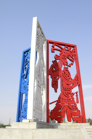 LUANNAN - MAY 4: Shadow play figures sculpture in a park, on May 4, 2014, Luannan county, hebei province, China. 
 のeditorial素材