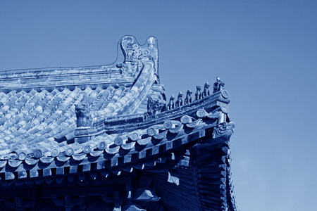 eaves ridge beast Chinese traditional style landscape architecture in the Eastern Tombs of the Qing Dynasty, chinaのeditorial素材