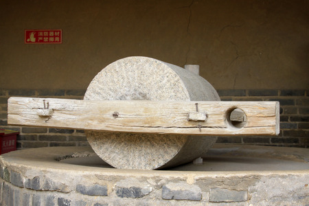 Ancient Chinese tools used for grinding wheat, in Chinese rural areasの写真素材