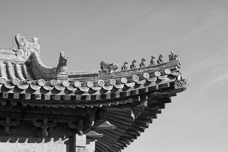 eaves ridge beast Chinese traditional style landscape architecture in the Eastern Tombs of the Qing...