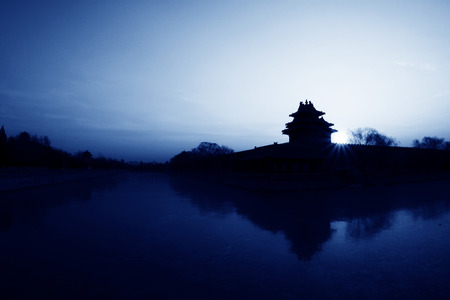 BEIJING - DECEMBER 22: The Northwest turrets of the Forbidden City on december 22, 2013, beijing, china.のeditorial素材
