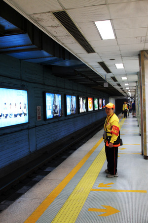 passengers in a subway station in Beijing, China のeditorial素材