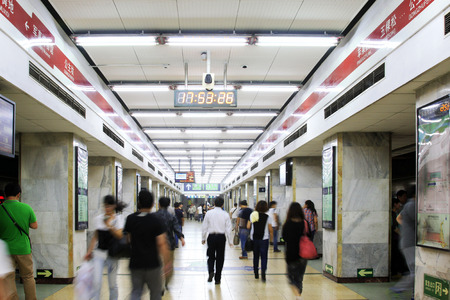 passengers in a subway station in Beijing, China のeditorial素材