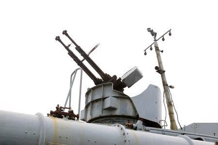 antiaircraft machine gun, closeup of photoの写真素材