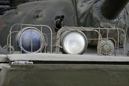 Armored vehicle lighting equipment, closeup of photoの写真素材