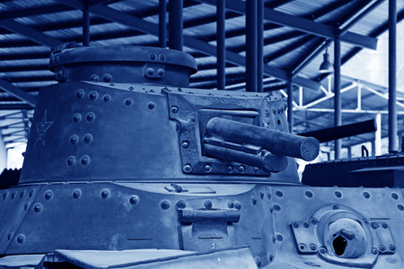 tanks gun turret, closeup of photoの写真素材