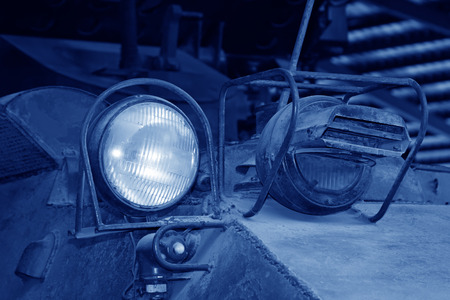 Armored vehicle lighting equipment, closeup of photoの写真素材