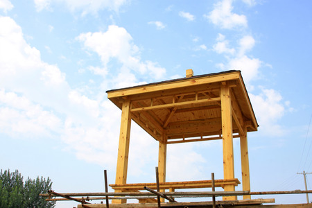 LUANNAN COUNTY - AUGUST 15: Unfinished pavilion in a park, on august 15, 2014, Luannan County, Hebei Province, China 
のeditorial素材