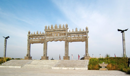FENGNING COUNTY - AUGUST 20: Great khan palace doors, on august 20, 2014, Fengning County, Hebei Province, China のeditorial素材