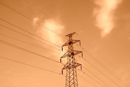 electric power under sky, closeup of photo