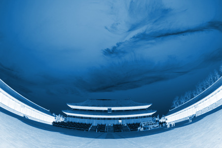 BEIJING - DECEMBER 22: The hall outside architectural landscape of the Imperial Ancestral Temple, on december 22, 2013, beijing, china.のeditorial素材
