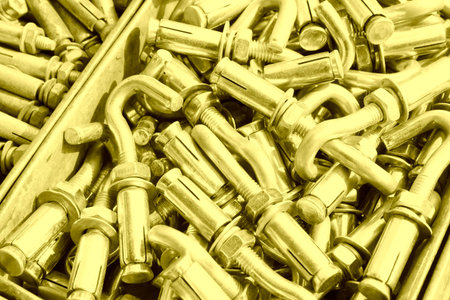 piles of expansion bolts in the iron box