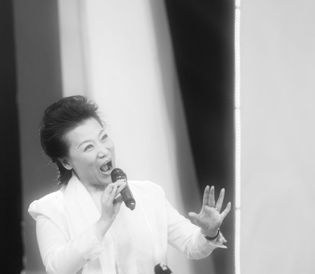 Beijing - November 25: The famous Beijing Opera performing artists Chen Bailing on the stage of China central television, on november 25, 2013, beijing, china.のeditorial素材