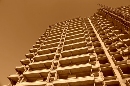 Cast-in-situ concrete high-rise building, closeup of photoのeditorial素材