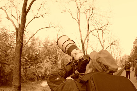 BEIJING - DECEMBER 22: The photography enthusiasts was shooting in the Jingshan Park, December 22,...