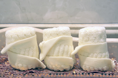 white towel folding effect, closeup of photoの写真素材