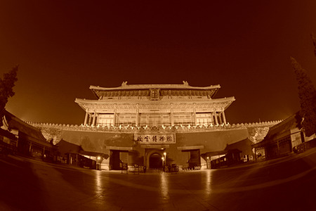 BEIJING - DECEMBER 22: The Shenwu Door night view of the Forbidden City on december 22, 2013, beijing, china.のeditorial素材