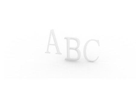ABC rendering letters on a white background, closeup of photo