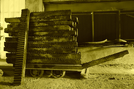giant screw full of sludge piled up togetherの写真素材
