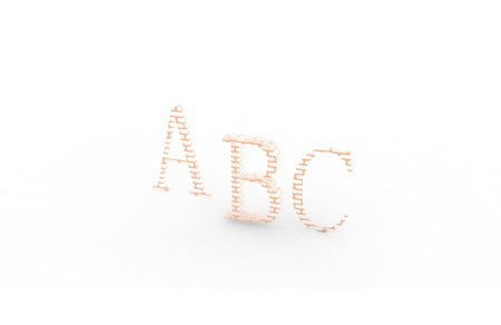 ABC rendering letters on a white background, closeup of photo