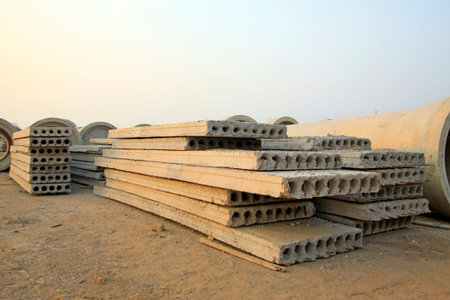 Cement concrete precast slab, closeup of photo