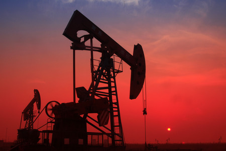 crank balanced beam pumping unit in a oilfield, Chinaのeditorial素材