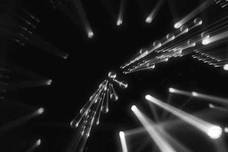 stage lighting effect in the darkの写真素材