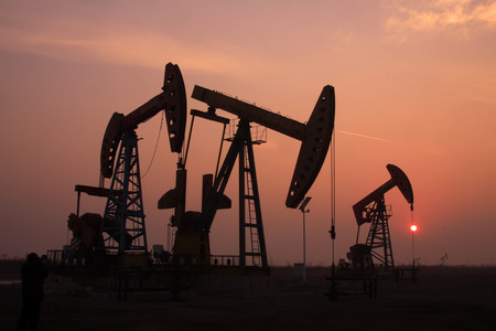crank balanced beam pumping unit in a oilfield, Chinaのeditorial素材