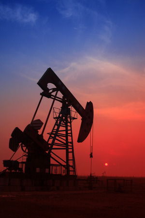 crank balanced beam pumping unit in a oilfield, Chinaのeditorial素材