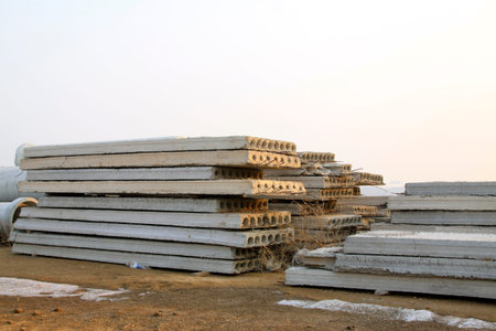 Cement concrete precast slab, closeup of photoの写真素材