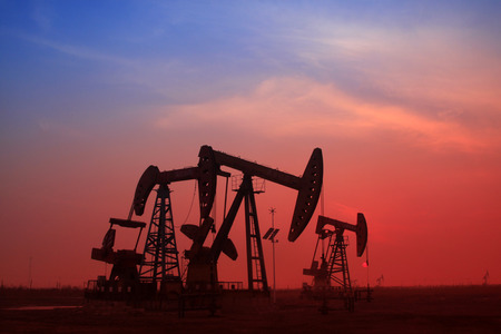 crank balanced beam pumping unit in a oilfield, Chinaのeditorial素材