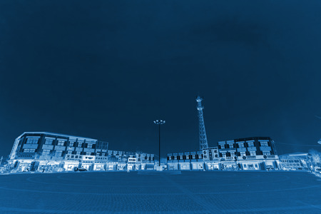 LUANNAN COUNTY - FEBRUARY 16: Business square landscape architecture in ChangNing Town, on february 16, 2014, Luannan county, hebei province, china.のeditorial素材