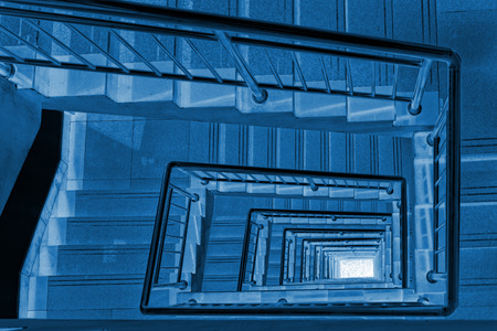 stairs down landscape in a building, closeup of photoの写真素材