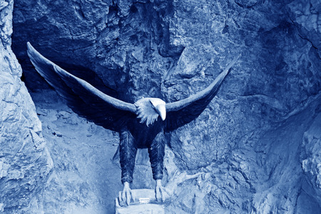 PINGGU COUNTY - APRIL 12: eagle sculptures in the stone forest canyon scenic spot, April 5, 2014, Pinggu county, beijing, China.のeditorial素材