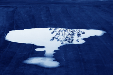 water reflection in a construction siteの写真素材