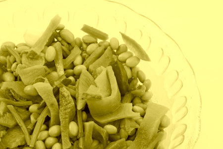 pickles in a glass bowlの写真素材