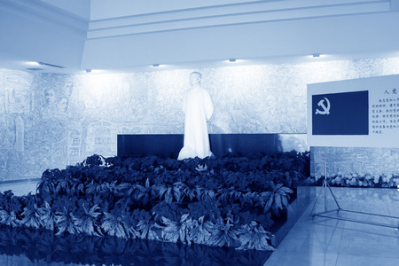 LETING COUNTY - APRIL 16: Li dazhao sculpture, li dazhao memorial hall, on April 16, 2014, Leting county, hebei province, China.のeditorial素材