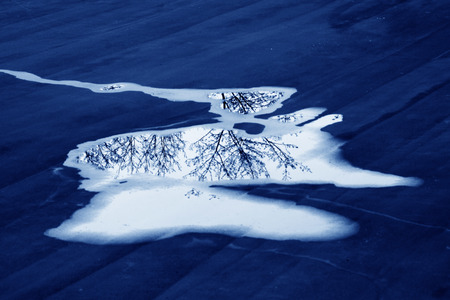water reflection in a construction siteの写真素材