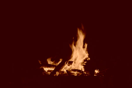 flame burning in the nightの写真素材