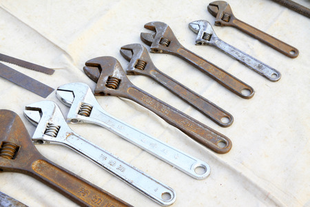 hardware part - metal wrench, closeup of photoのeditorial素材