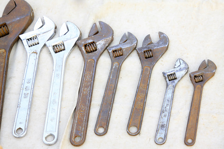 hardware part - metal wrench, closeup of photoのeditorial素材