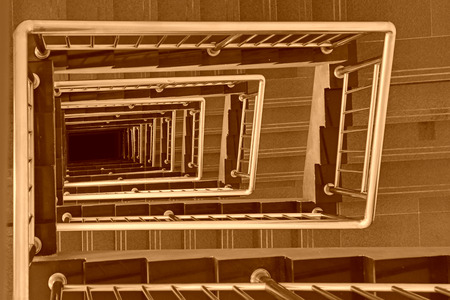 stairs down landscape in a buildingの写真素材